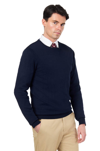 MEN’S PURE COTTON NAVY CREW NECK JUMPER