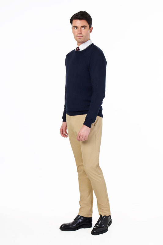 MEN’S PURE COTTON NAVY CREW NECK JUMPER