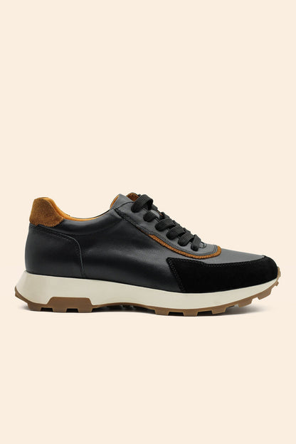 Men’s Real Leather & Suede Trainers in Black