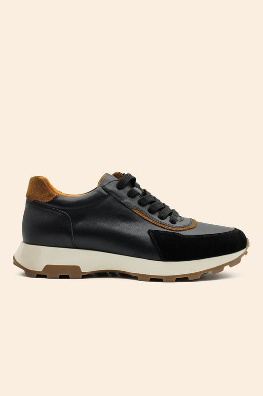 Men’s Real Leather & Suede Trainers in Black