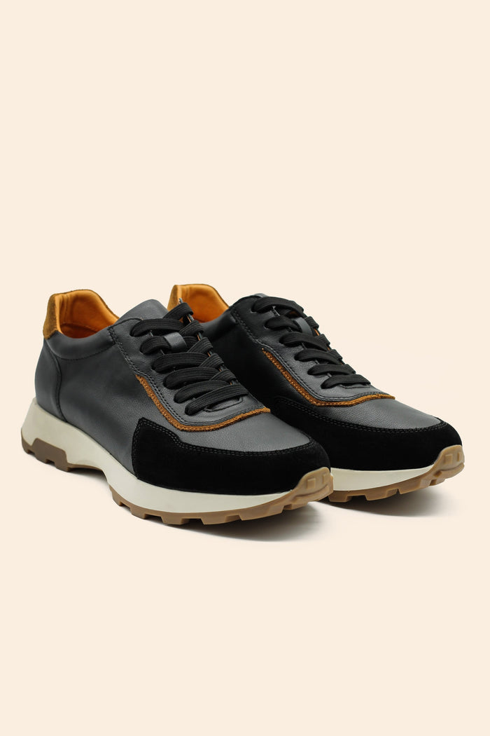 Men’s Real Leather & Suede Trainers in Black