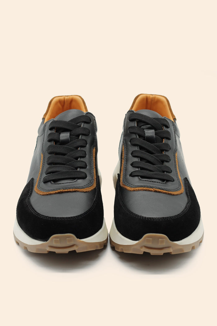 Men’s Real Leather & Suede Trainers in Black