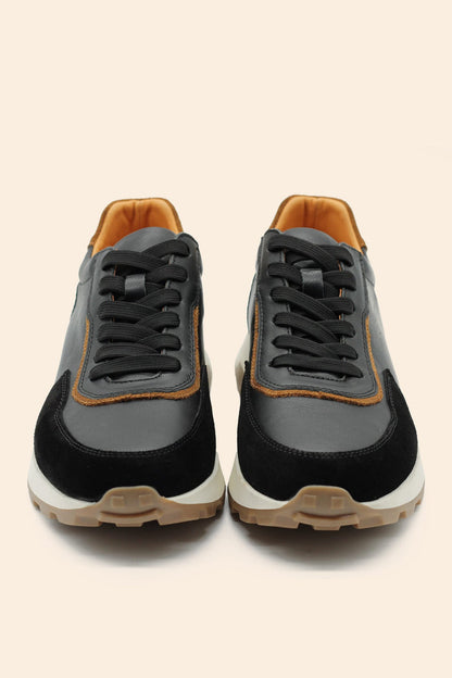 Men’s Real Leather & Suede Trainers in Black