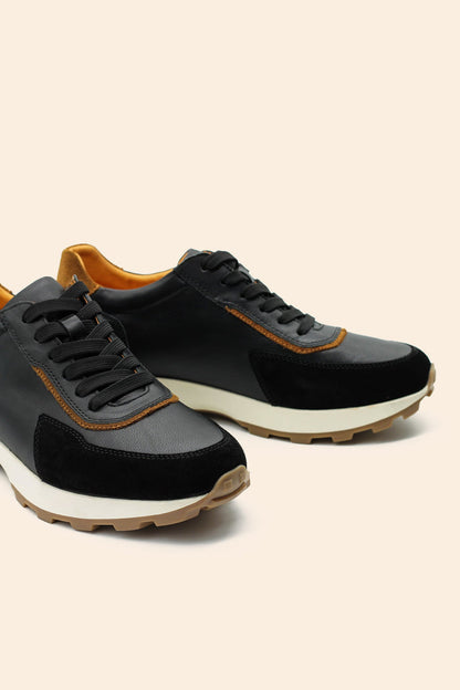 Men’s Real Leather & Suede Trainers in Black