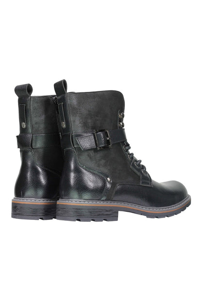 Mens Retro Biker Boots PU Leather 6 Ankle Lace up Side Zip Army Military Shoes