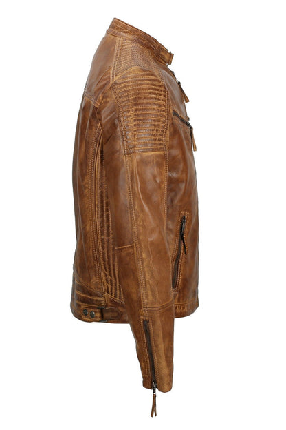 MEN’S RETRO TAN BIKER JACKET