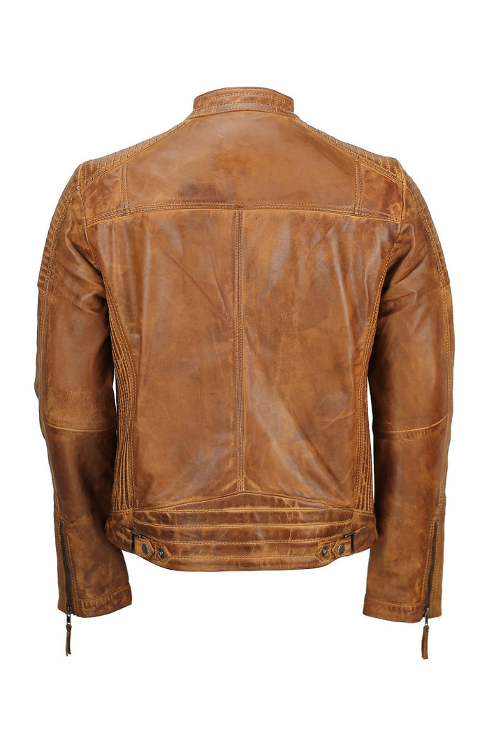 MEN’S RETRO TAN BIKER JACKET