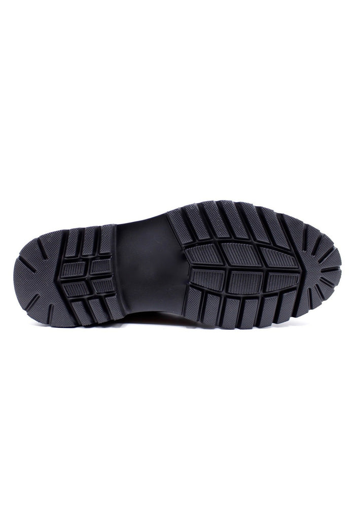 Men’s Round Toe Cap Derby Shoes, Rugged Sole - Black