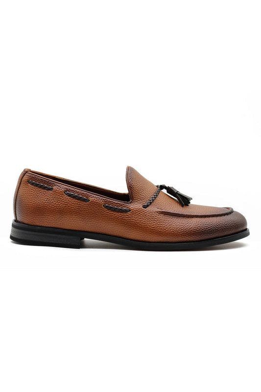 Men’s Tan Faux Leather Tassel Loafers