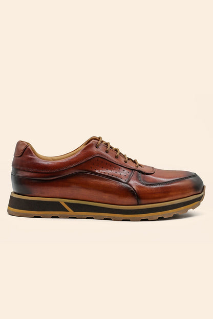 Men’s Tan Real Leather Trainers