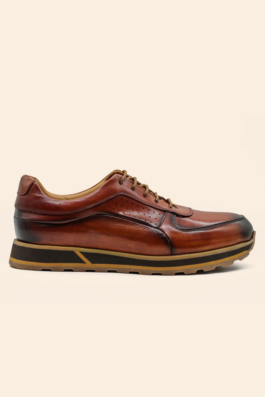 Men’s Tan Real Leather Trainers