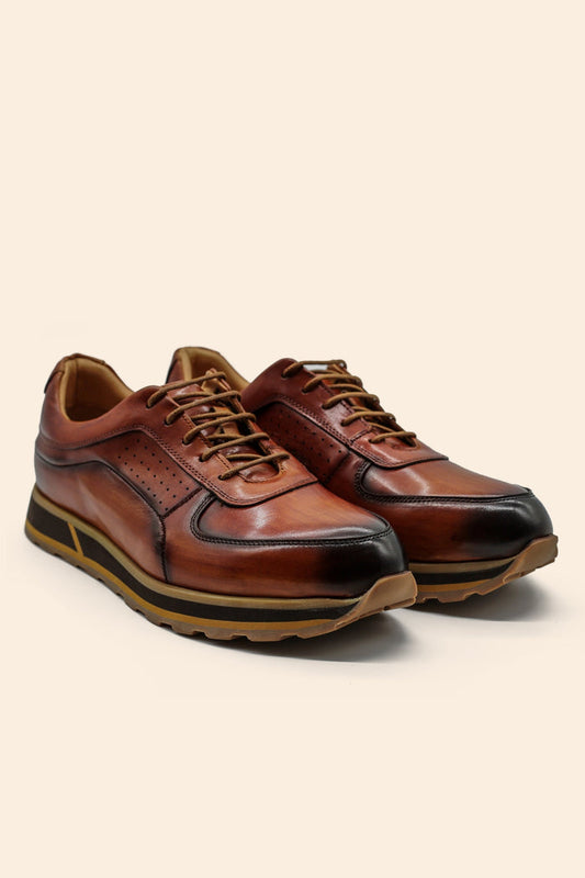 Men’s Tan Real Leather Trainers