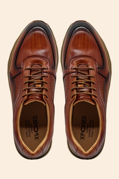Men’s Tan Real Leather Trainers