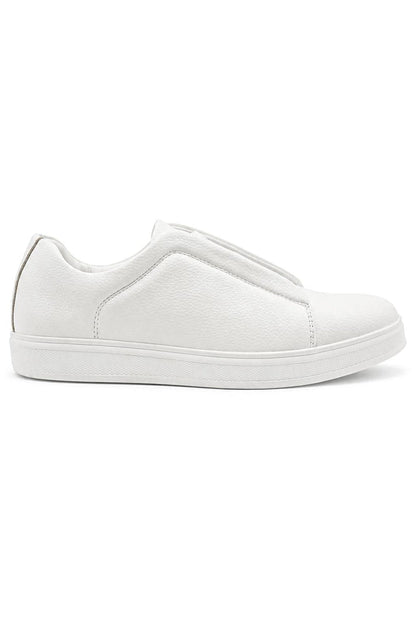 Men’s White Faux Leather Slip-On Trainers