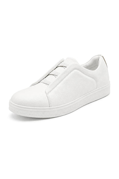 Men’s White Faux Leather Slip-On Trainers