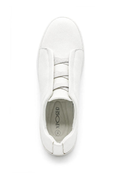 Men’s White Faux Leather Slip-On Trainers