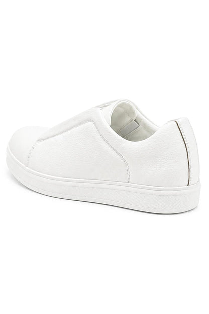 Men’s White Faux Leather Slip-On Trainers