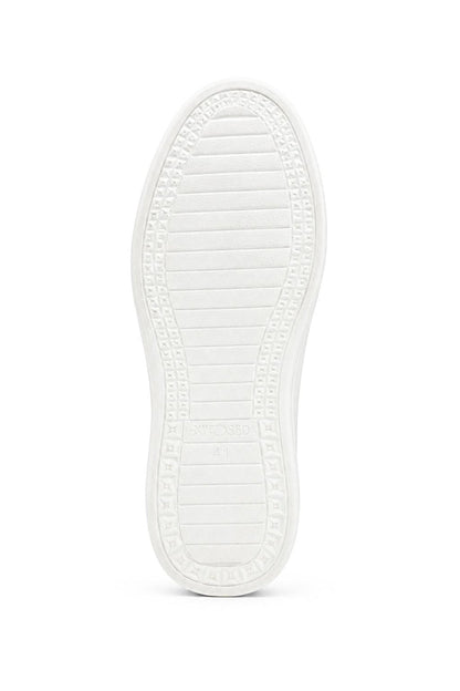 Men’s White Faux Leather Slip-On Trainers