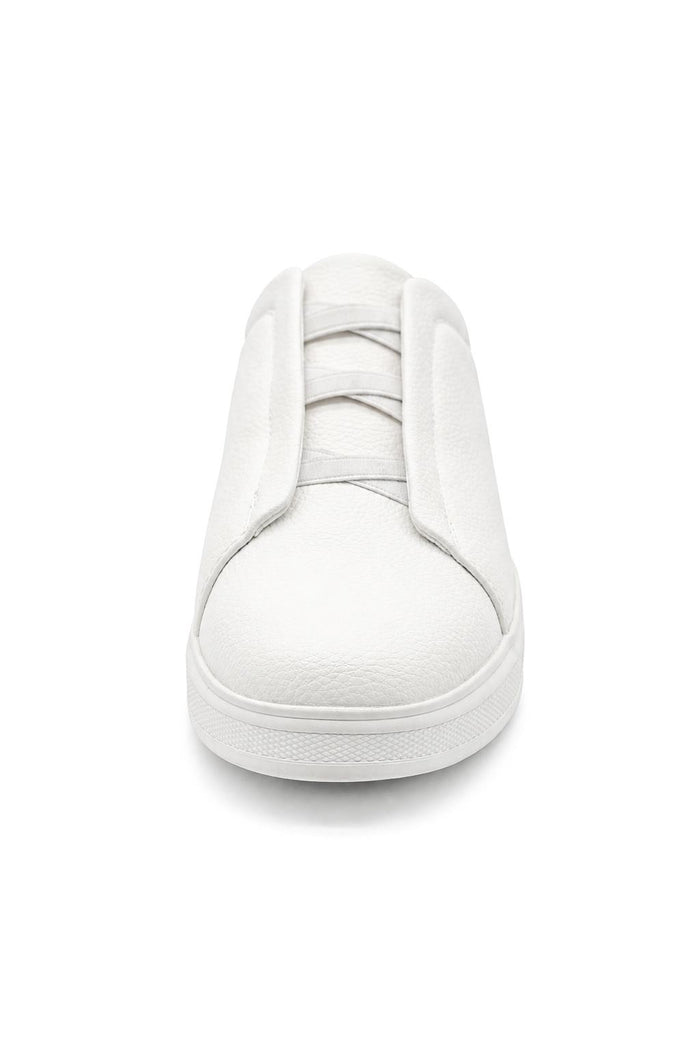 Men’s White Faux Leather Slip-On Trainers