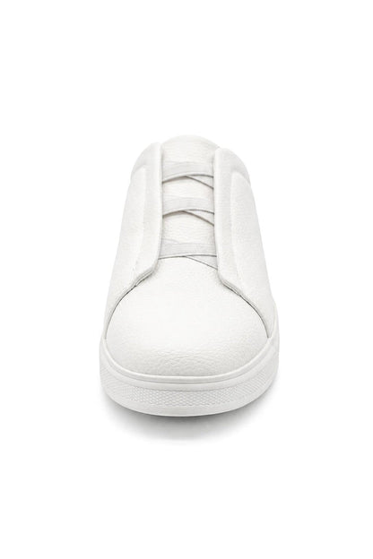 Men’s White Faux Leather Slip-On Trainers