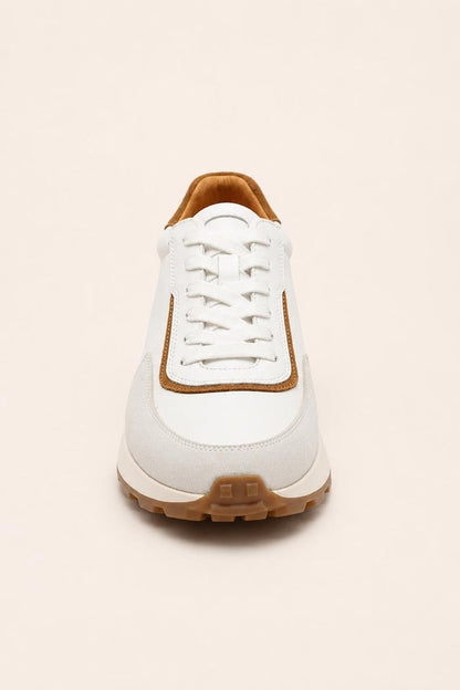 Men's White Handmade Real Leather Trainers