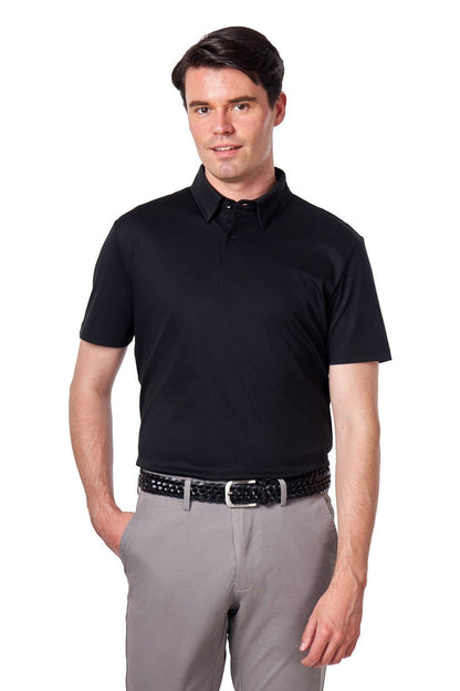 Mercerised Cotton Black Polo T Shirt Short Sleeve