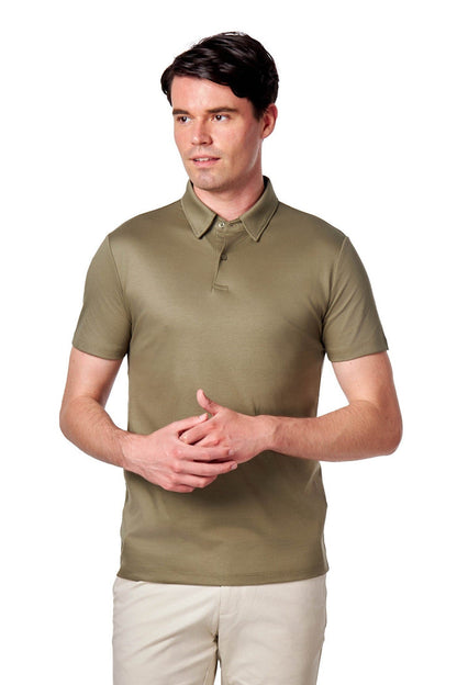 Mercerised Cotton Khaki Polo T Shirt Short Sleeve