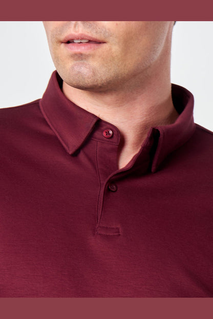 Mercerised Cotton Maroon Polo Shirt Long Sleeve