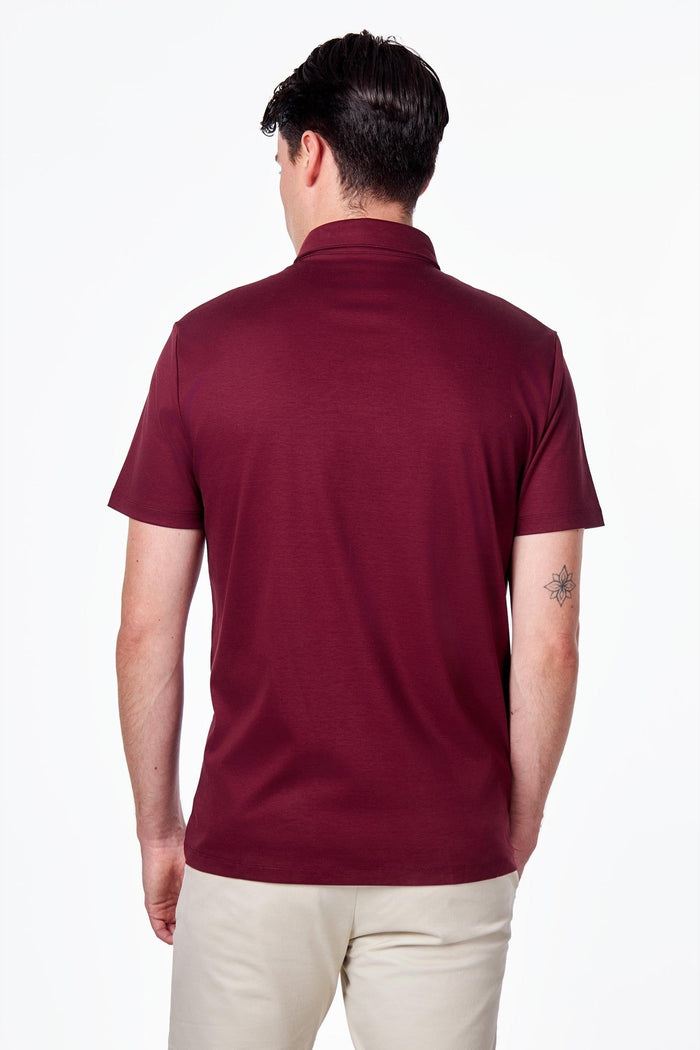 Mercerised Cotton Maroon Polo T Shirt Short Sleeve