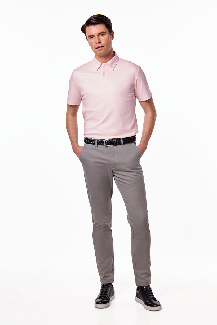 Mercerised Cotton Pink Polo T Shirt Short Sleeve