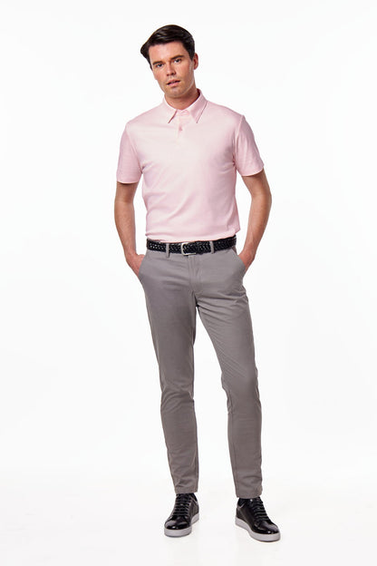 Mercerised Cotton Pink Polo T Shirt Short Sleeve