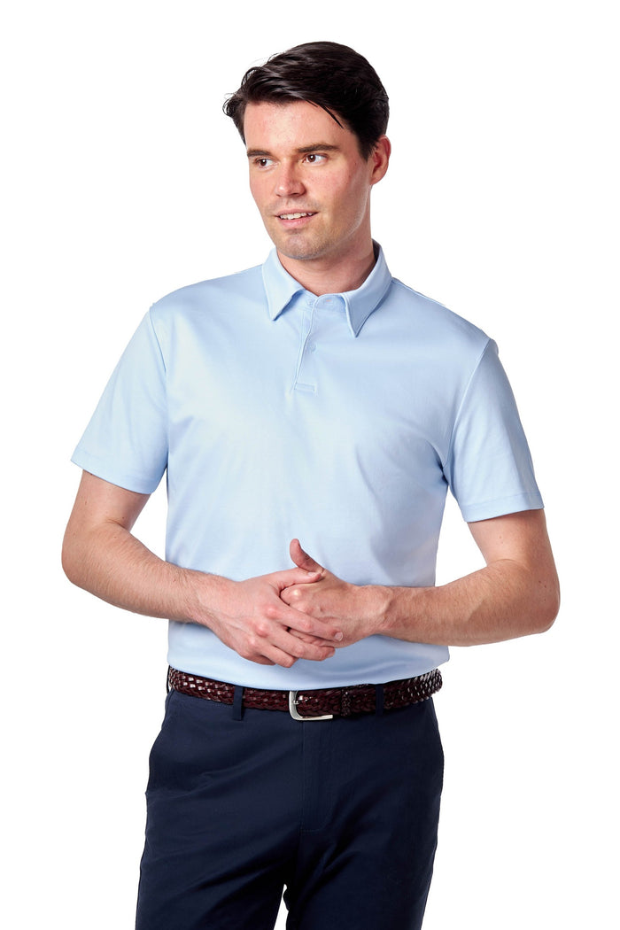 Mercerised Cotton Sky Polo T Shirt Short Sleeve