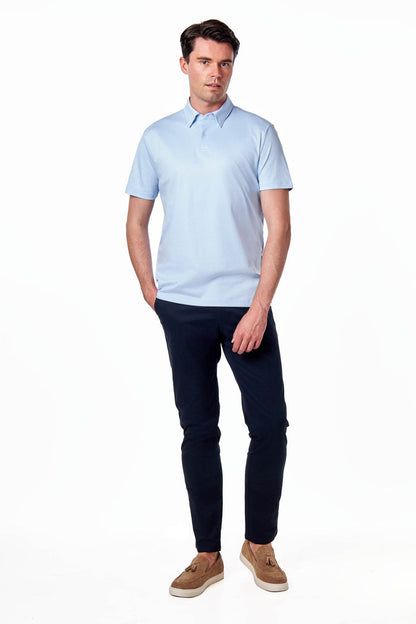 Mercerised Cotton Sky Polo T Shirt Short Sleeve
