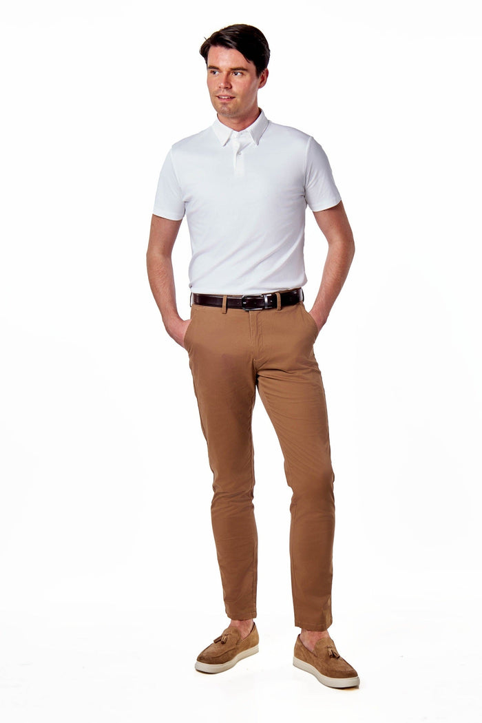 Mercerised Cotton White Polo T Shirt Short Sleeve