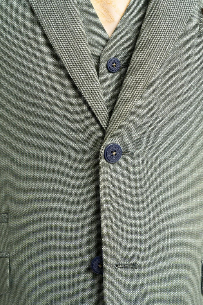 MIAMI – TAILORED FIT LINEN BLEND SAGE GREEN 3 PIECE SUIT