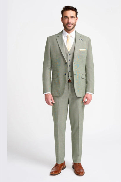 MIAMI – TAILORED FIT LINEN BLEND SAGE GREEN 3 PIECE SUIT