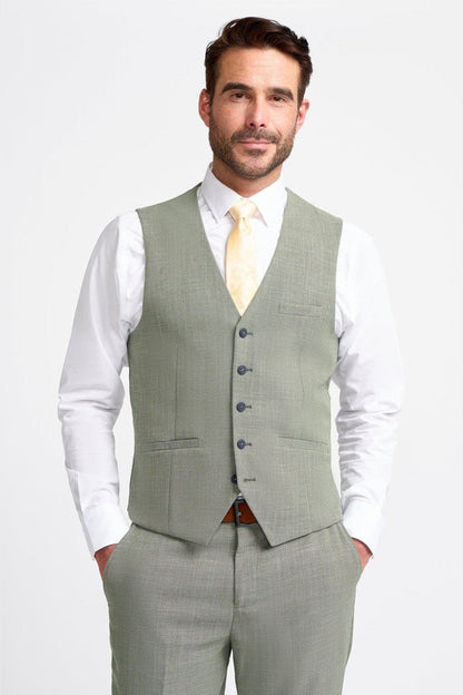 MIAMI – TAILORED FIT LINEN BLEND SAGE GREEN 3 PIECE SUIT