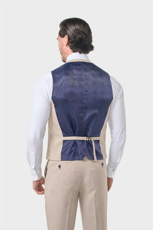 MIAMI – TAILORED FIT LINEN BLEND STONE 3 PIECE SUIT
