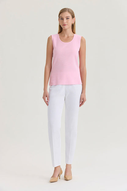 Mid-Length Scoop Neck Knit Tank, Perfect Pink, Perfect Pink | Ming Wang