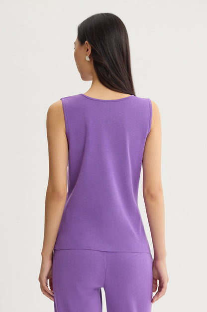 Mid-Length Scoop Neck Knit Tank, Sunset Purple, Sunset Purple | Ming Wang