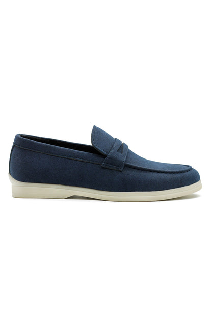 Midnight Blue Faux Suede Penny Loafers Lightweight Slip-Ons