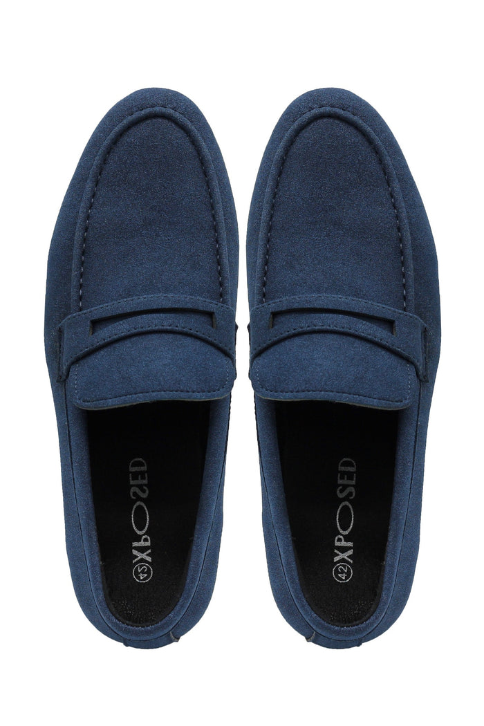 Midnight Blue Faux Suede Penny Loafers Lightweight Slip-Ons
