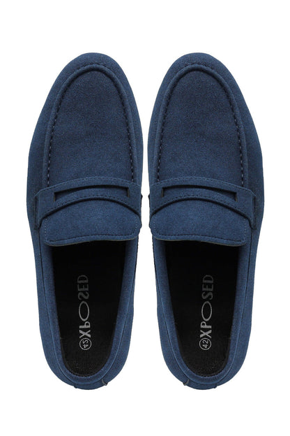 Midnight Blue Faux Suede Penny Loafers Lightweight Slip-Ons
