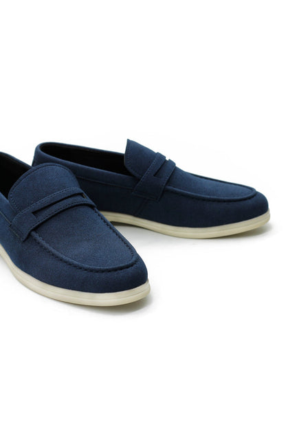 Midnight Blue Faux Suede Penny Loafers Lightweight Slip-Ons