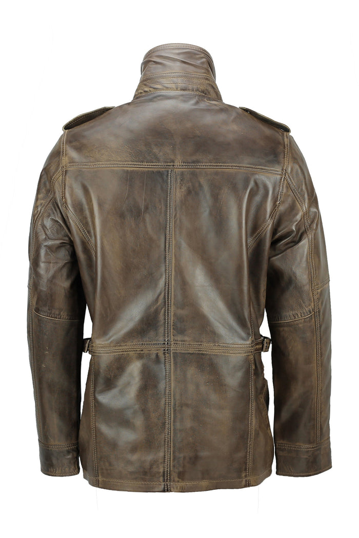 MILITARY STYLE BROWN LEATHER JACKET