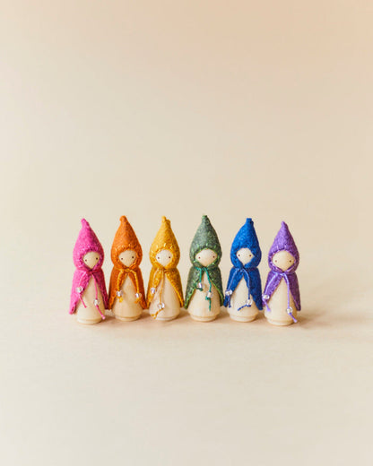 Mini Orange Wooden Gnome