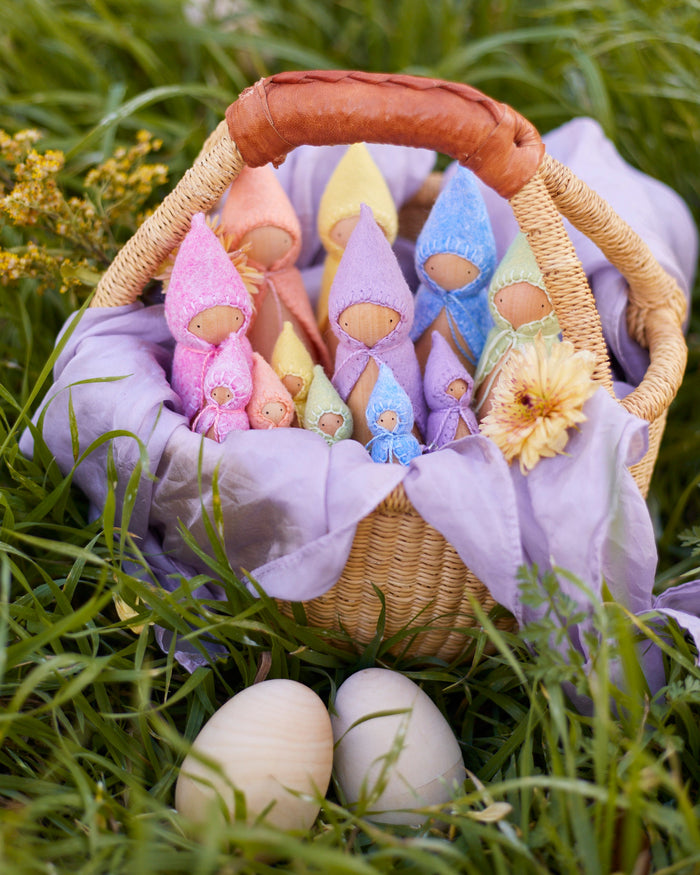 Mini Pastel Orange Wooden Gnome