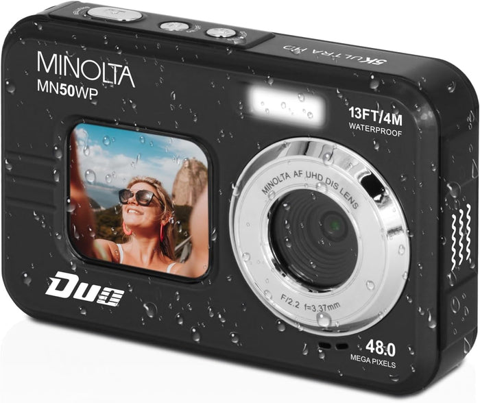 Minolta 48 Mega Pixels Underwater Digital Camera with Autofocus, 5K Video & Dual LCD - electronicsexpo.com - Cameras