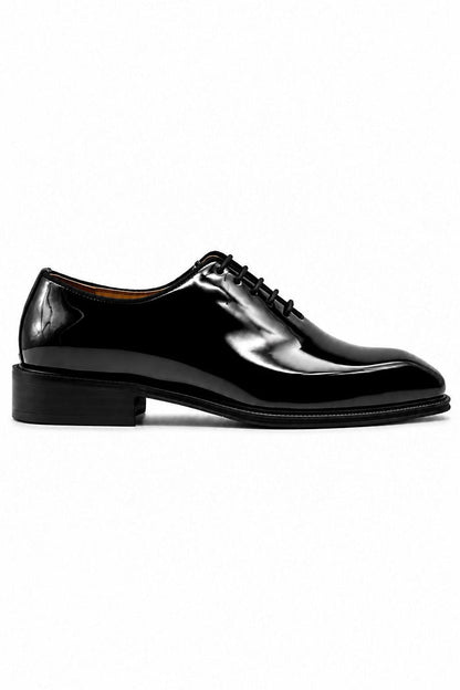 MIRO 1 Men’s Black Hi-Shine Patent Leather Wholecut Oxford Shoes