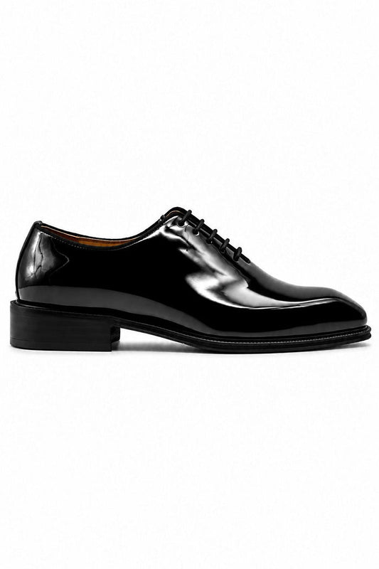 MIRO 1 Men’s Black Hi-Shine Patent Leather Wholecut Oxford Shoes